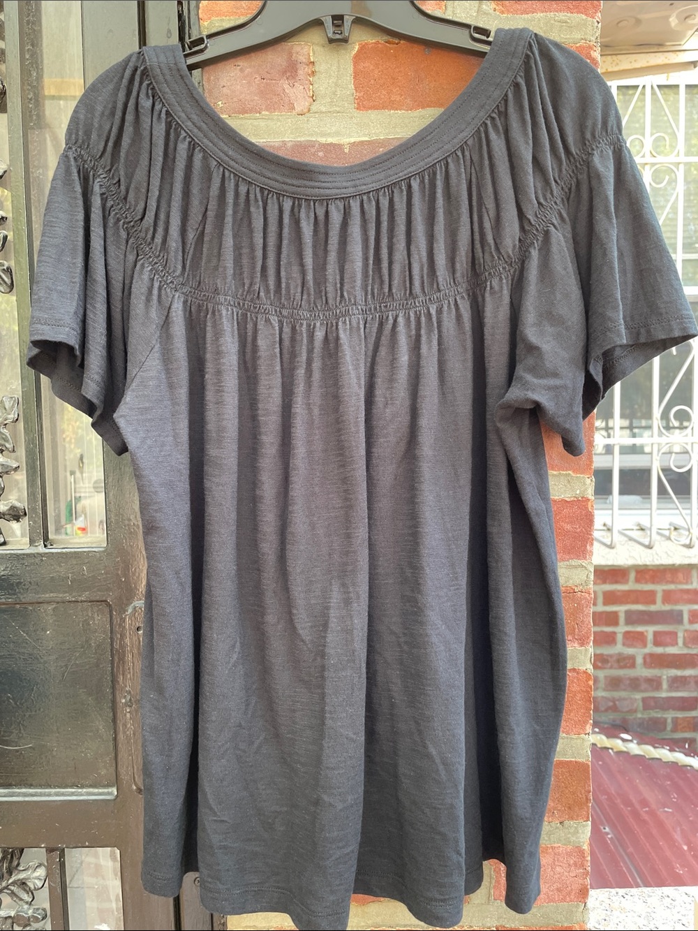 Anthropologie Charcoal Square-Neck Peasant Tunic - Picture 4 of 4